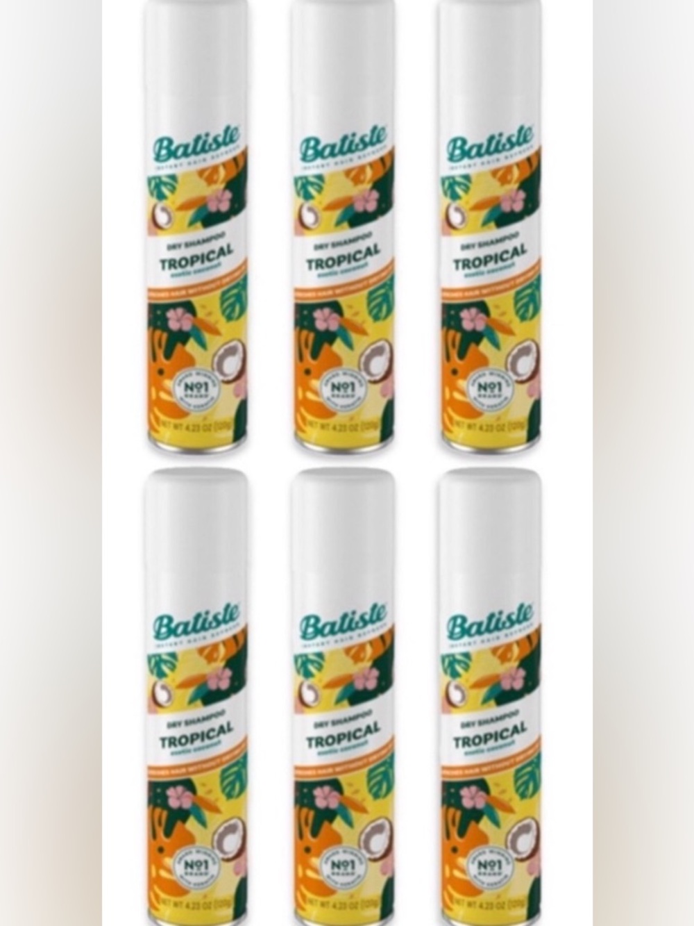 NEW Lot of 6x [Batiste] TROPICAL Dry Shampoo - Full size, not travel! - Picture 2 of 10